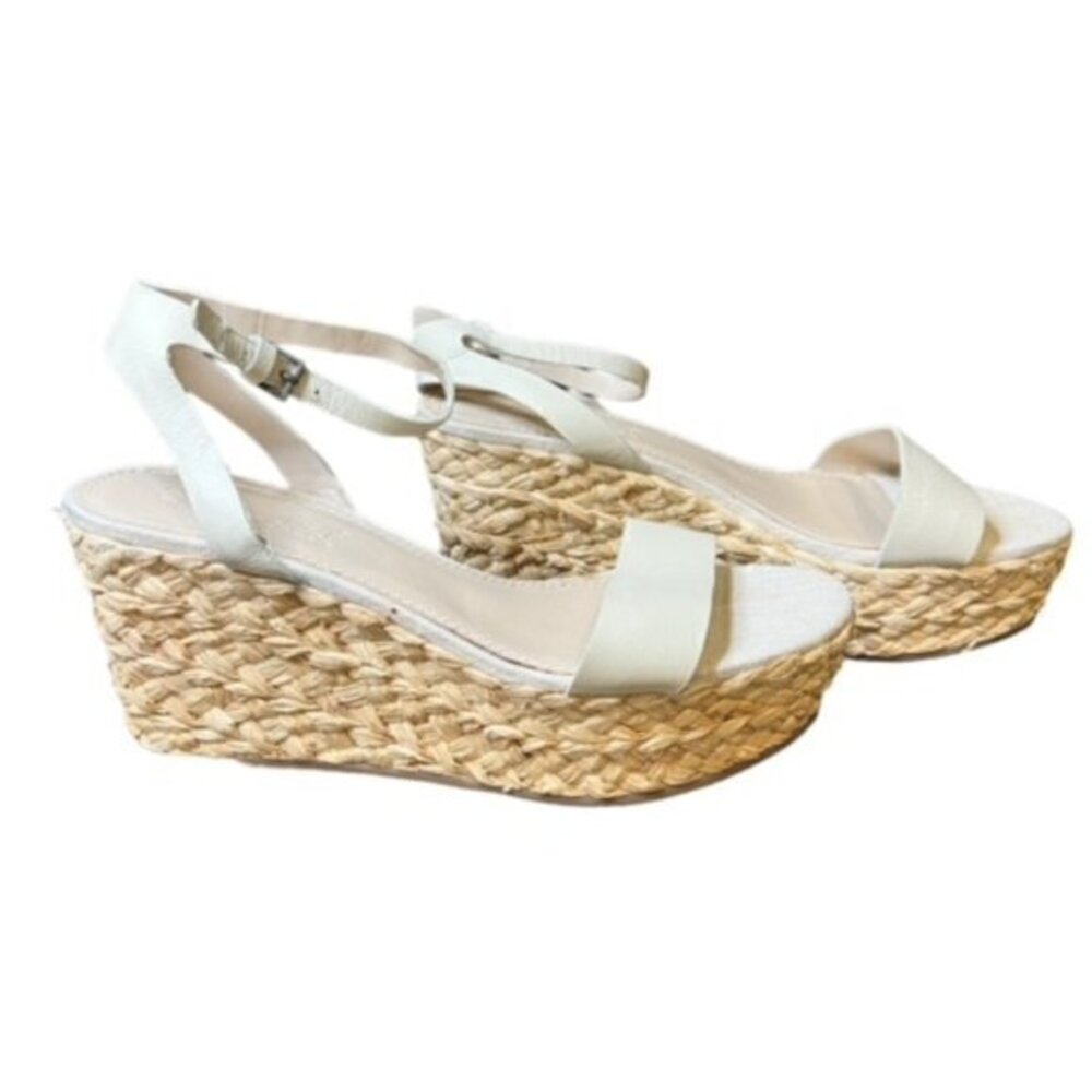 Splendid Marie Eggshell Wedge Womens 8.5 NEW Beach Coastal Linen Toe Ankle strap